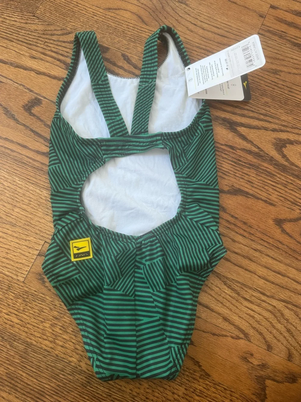 NWT FINIS Bladeback Racing Training Competitive Swimsuit Green Navy 22 Girl 6